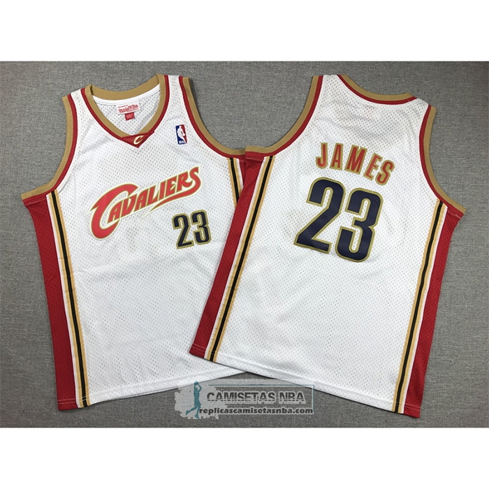 Camiseta Nino Cleveland Cavaliers LeBron James NO 23 Mitchell & Ness 2003-04 Blanco